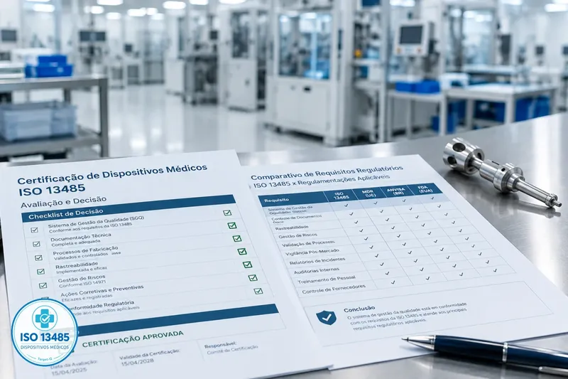 Checklist de decisão sobre a certificação de dispositivos médicos, com o selo ISO 13485