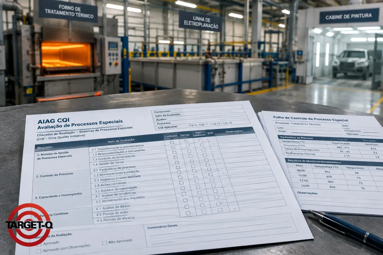 Formulário de avaliação de processos especiais AIAG CQI diante de forno, eletrodeposição e cabine de pintura