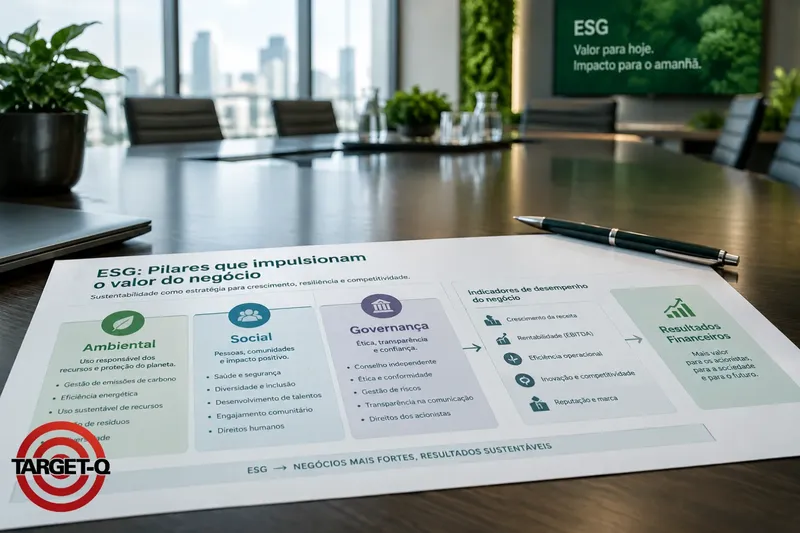 Documento sobre os pilares do ESG que impulsionam o valor do negócio