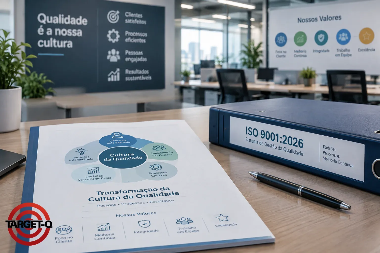 Material sobre transformação da cultura da qualidade ao lado da ISO 9001:2026