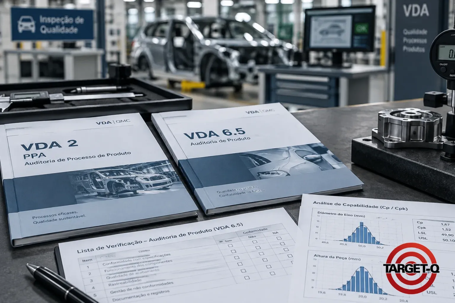 Manuais VDA 2 e VDA 6.5 com lista de verificação de auditoria de produto e estudo de capabilidade